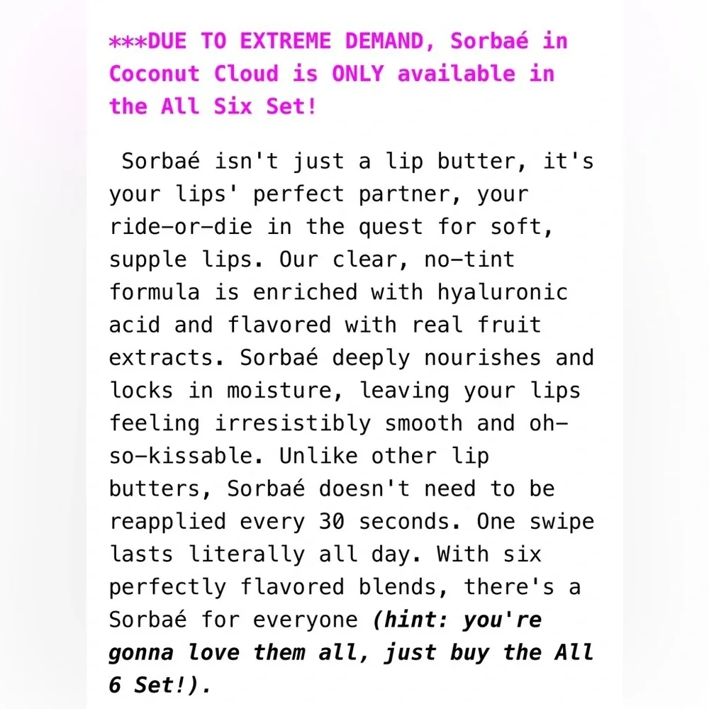 Sorbae Hyaluronic Lip Butter in Coconut Cloud by Dew of the Gods